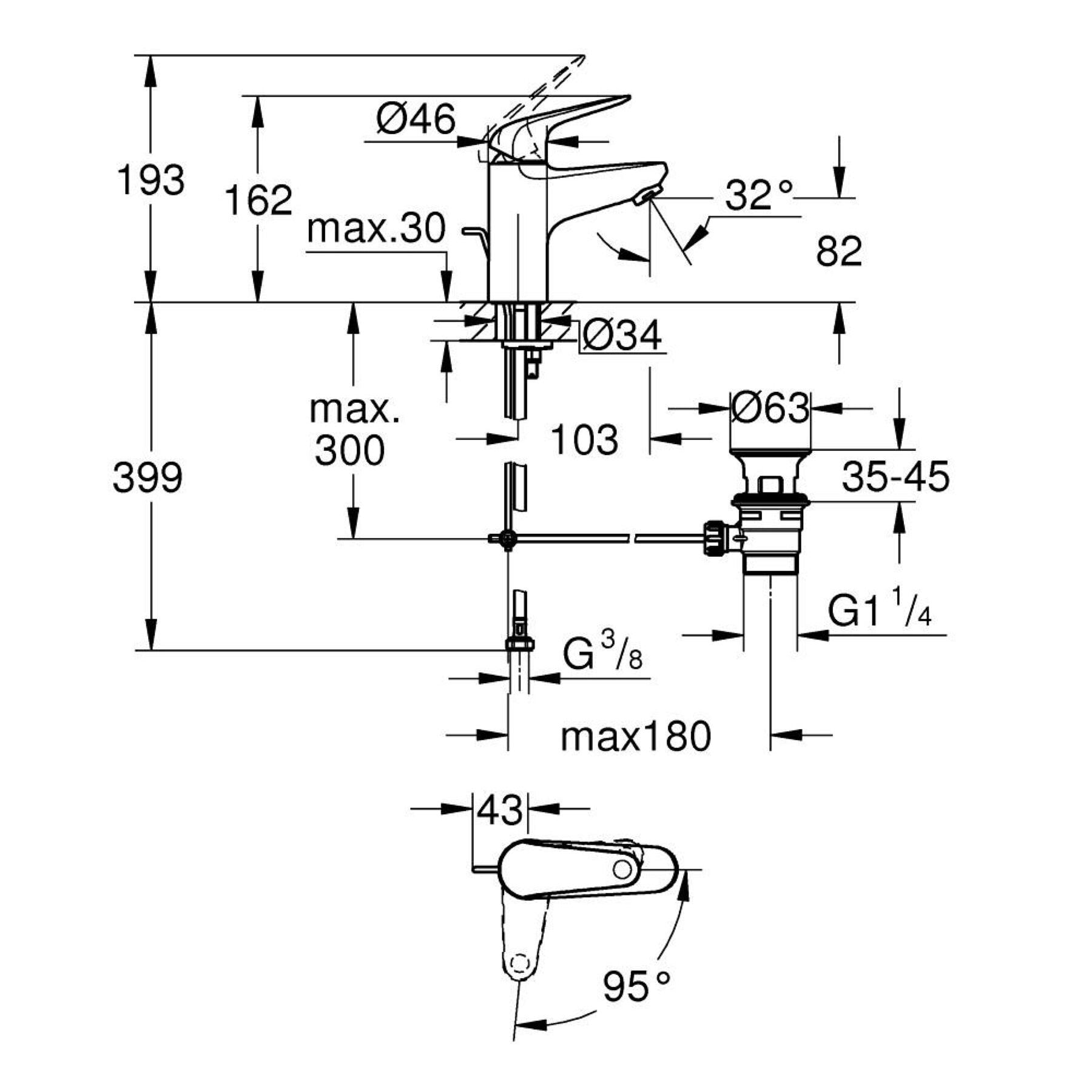 Mitigeur monocommande Lavabo Taille S Swift QuickFix