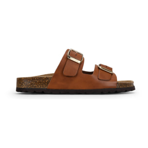 Sandalias planas de piel marrones