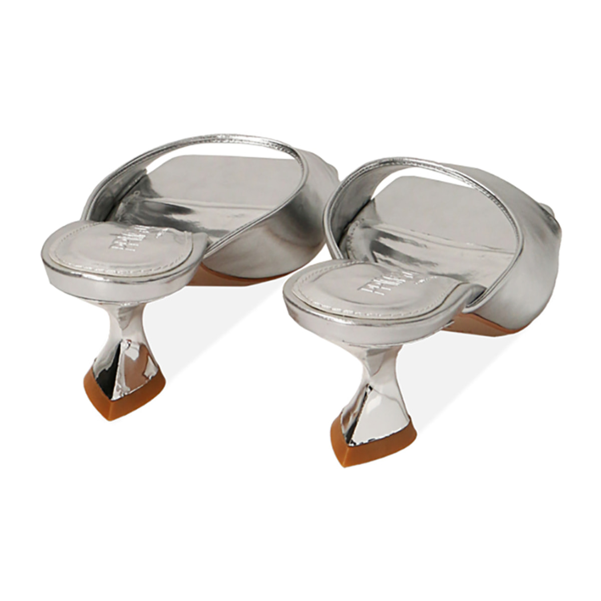 Mules plateados, tacón de 5,5 cm