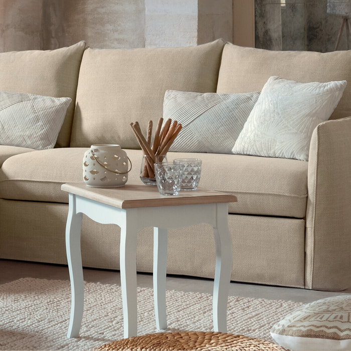 Lot de 2 tables gigognes "Chrysa" pin blanc L48/60cm
