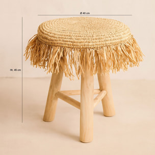 Tabouret en teck et en jute  TILOS