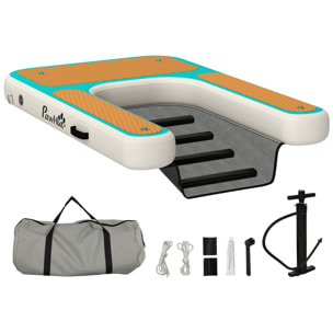 Rampe pour chien - rampe d'eau flottante gonflable pour chien - échelle flottante pour bateaux - surface antidérapante orange