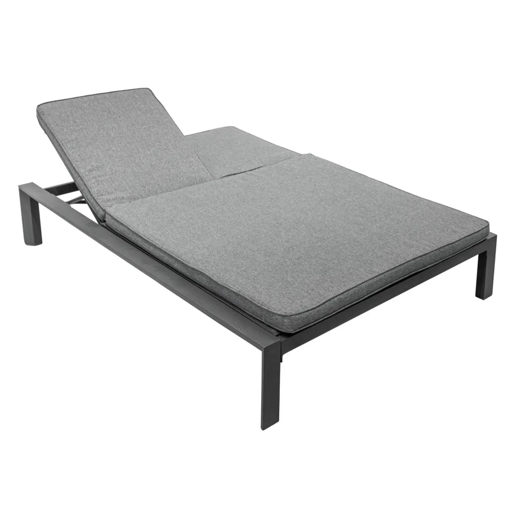 Lit de piscine double "Evasion" anthracite & graphite 2 places en aluminium traité époxy