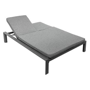 Lit de piscine double "Evasion" anthracite & graphite 2 places en aluminium traité époxy