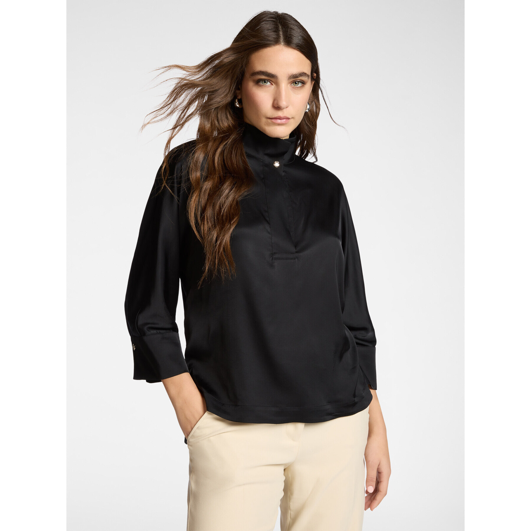 Elena Mirò - Camicia in raso - Nero