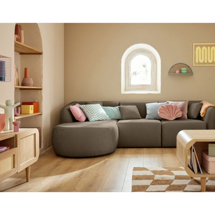 Ikare - module d'assise méridienne gauche - en tissu - Taupe