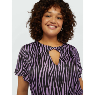 Fiorella Rubino - Blusa animalier con nudo - Violeta