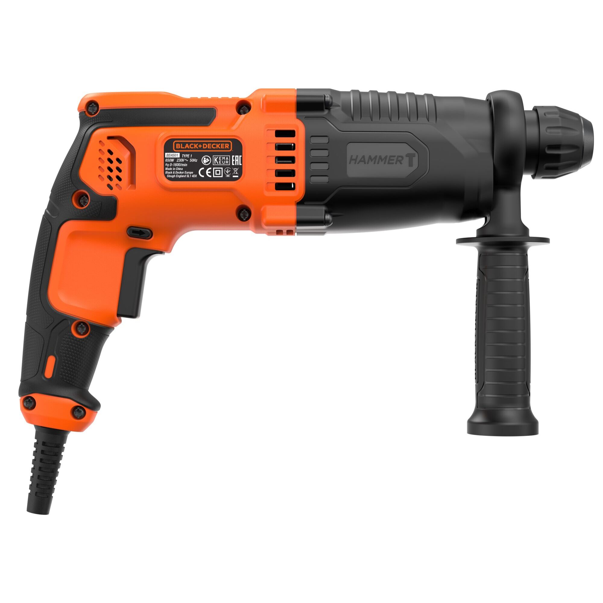 Perforateur SDS+ 650W - 3 fonctions perforation/perçage simple/burinage, 1,6J, 1600 trs/min, 5500 cps/min