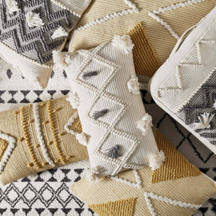 Coussin "R.O.W." blanc ivoire 30x50cm