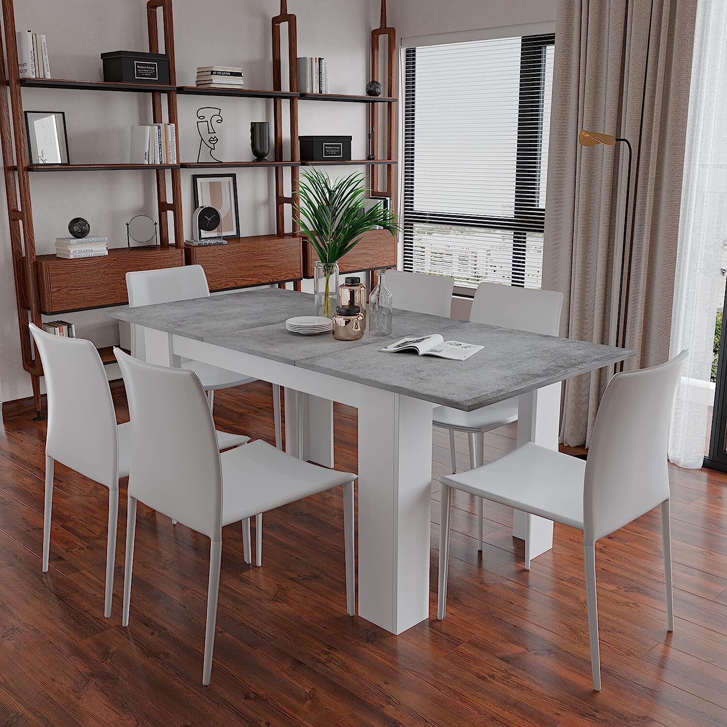 Tavolo da Pranzo Allungabile Estensibile Fino a 190 cm Tavolino Per 6 Persone Salotto Soggiorno Salone Design Moderno 190 x 78 x 90 cm Bianco Grigio