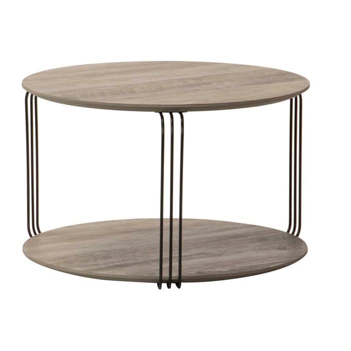 Mesa Centro Mdf Metal Vinilo K/d 60x60x37 Cm