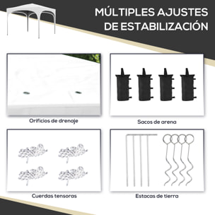 Carpa Plegable 3x3 m Cenador de Jardín Altura Ajustable con Bolsa de Transporte Impermeable Anti-UV y Bolsas de Arena para Exteriores Jardín Patio Blanco