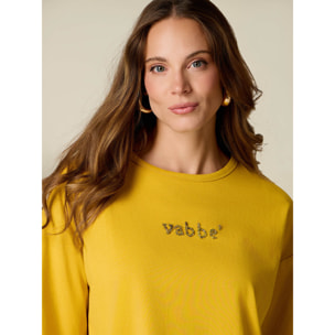 Oltre - T-shirt con ricamo lettering - Giallo