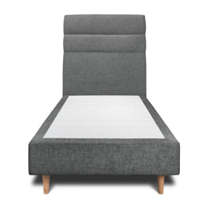 Lit avec tête de lit bandes horizontales tissu et sommier tapissier Ep20
