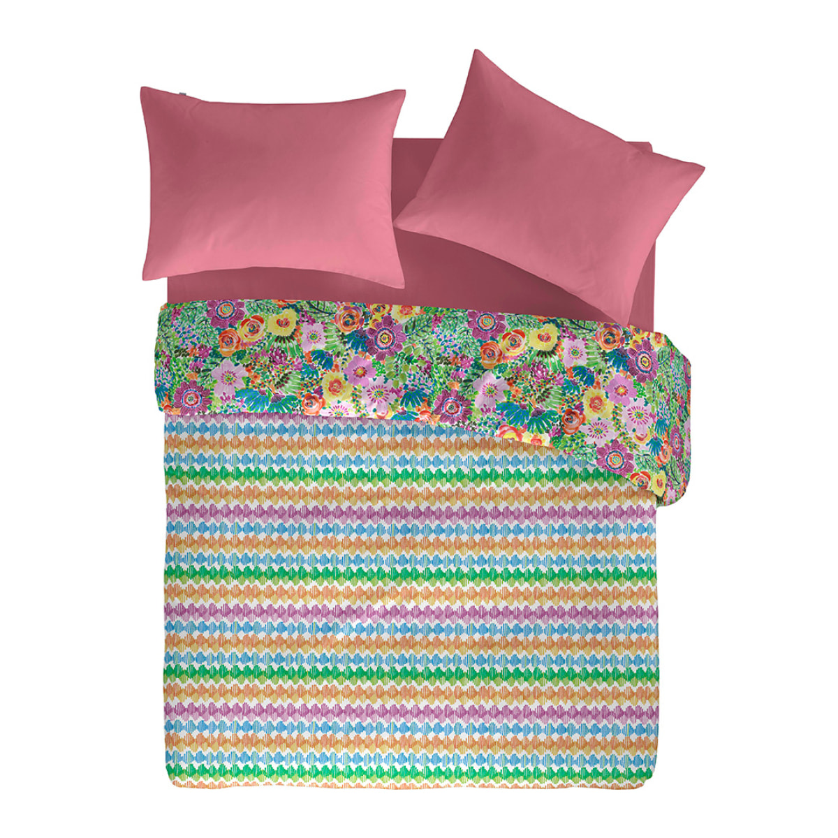 Housse de couette réversible en coton LOLA- multicolore - vendue seule