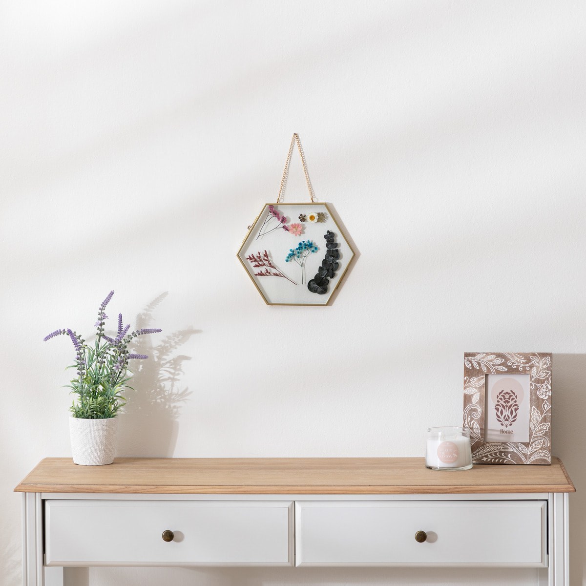 Déco murale "Clea" en verre & métal 21x25cm doré