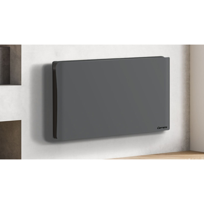 Radiateur inertie double coeur ceramique + film LCD 2000W gris & noir