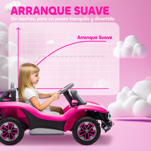Coche Eléctrico para Niños de +3 Años, Volkswagen E-Buggy, Coche de Batería 12V, con Mando a Distancia 2,4 G, Ruedas con Suspensión, Faros LED, Música, USB, Motor Doble, Rosa