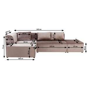 Canapé d'angle Infinity velours taupe Kare Design