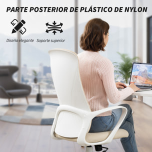 Silla de Oficina Giratoria Silla de Escritorio Juvenil con Altura Ajustable Función de Basculante Reposabrazos y Respaldo Alto 62x56x110-119,5 cm Beige