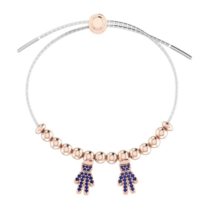 Bracciale Love Makes a Family Bimbo-Bimbo Argento Bicolore Pietre Blu