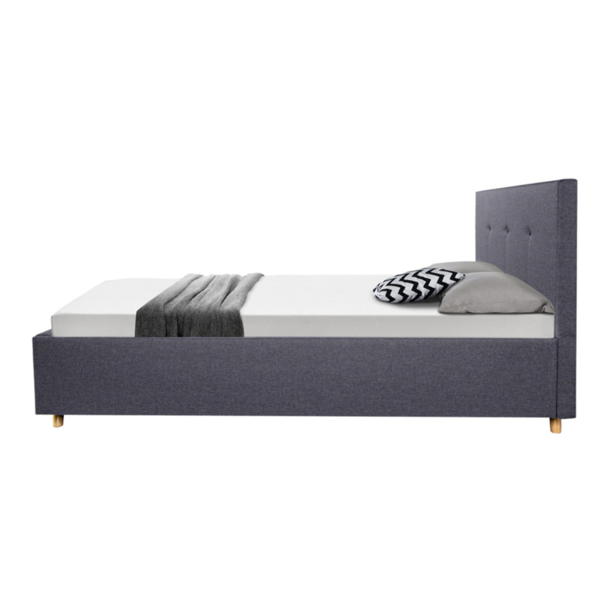 Lit coffre Mala 160x200cm tissu gris