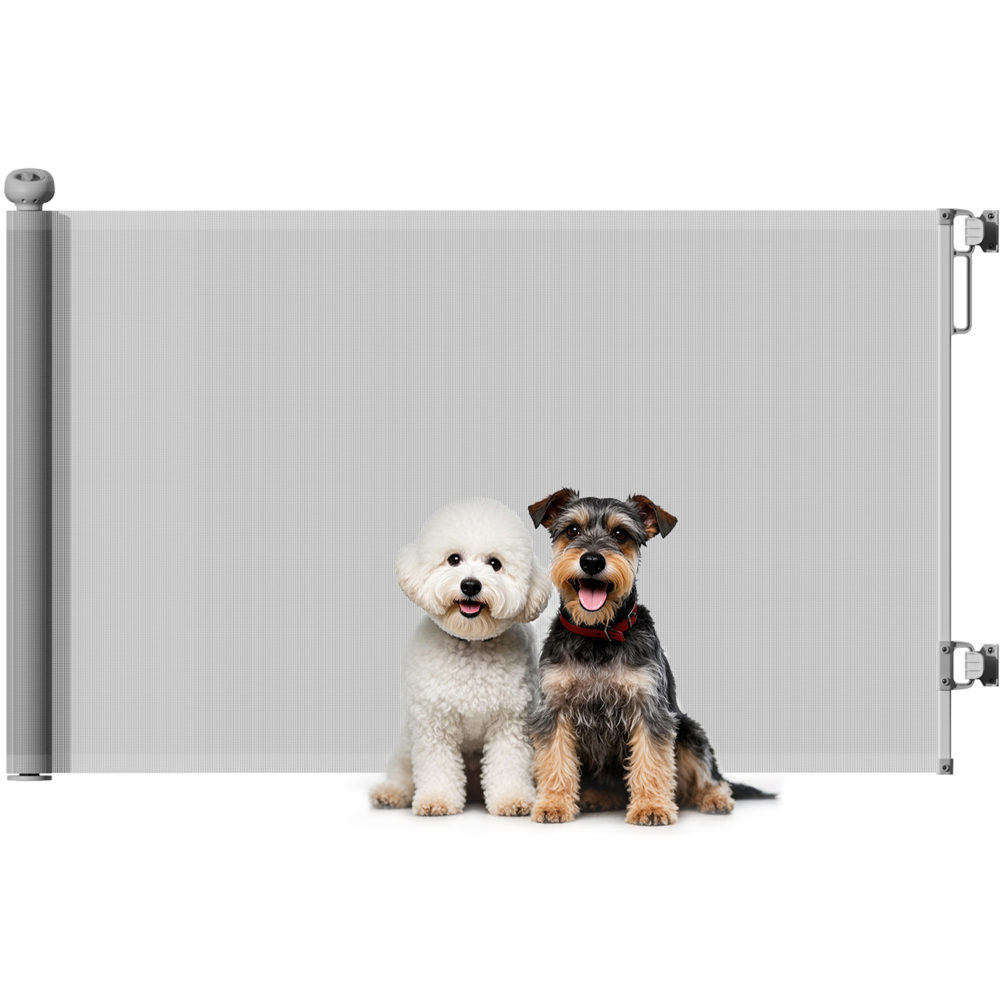 Barrera para Perros Retráctil 0-140 cm Puerta para Perros Pequeños Extensible Barrera de Seguridad para Mascotas con Interruptor de Cierre para Escaleras Puertas Pasillos Gris
