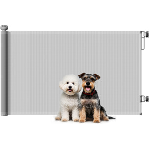 Barrera para Perros Retráctil 0-140 cm Puerta para Perros Pequeños Extensible Barrera de Seguridad para Mascotas con Interruptor de Cierre para Escaleras Puertas Pasillos Gris