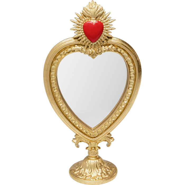 Miroir de table coeur enflammé 30cm Kare Design