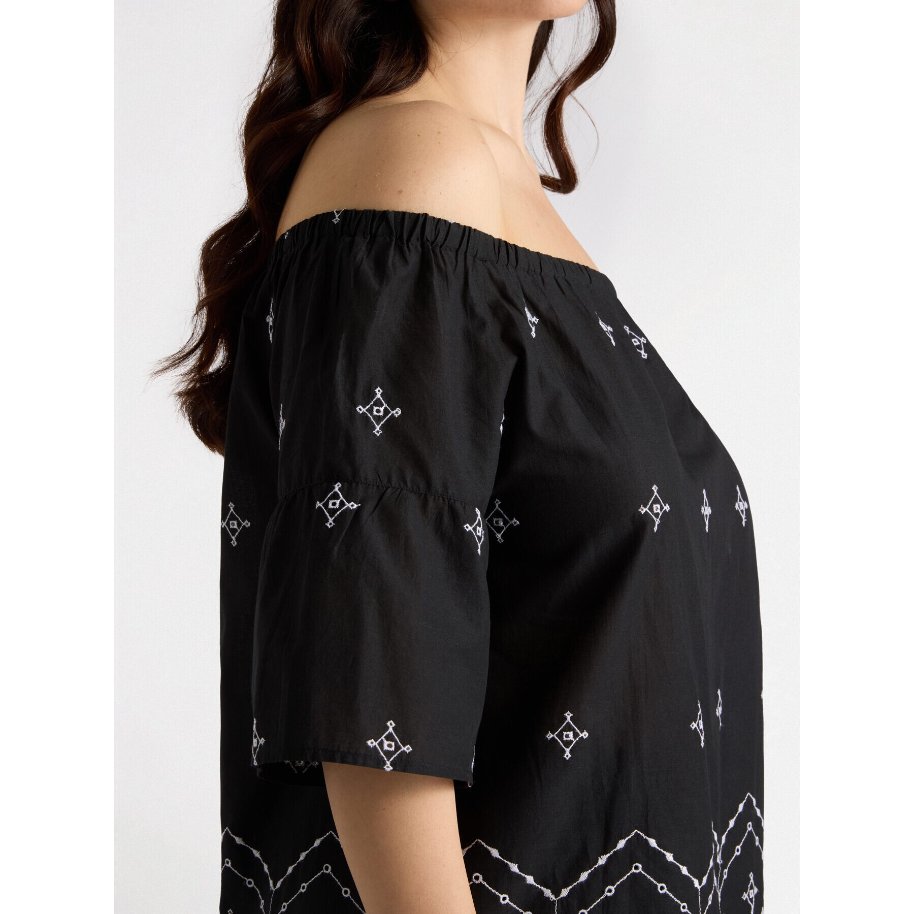 Fiorella Rubino - Blusa etnica off shoulders - Nero