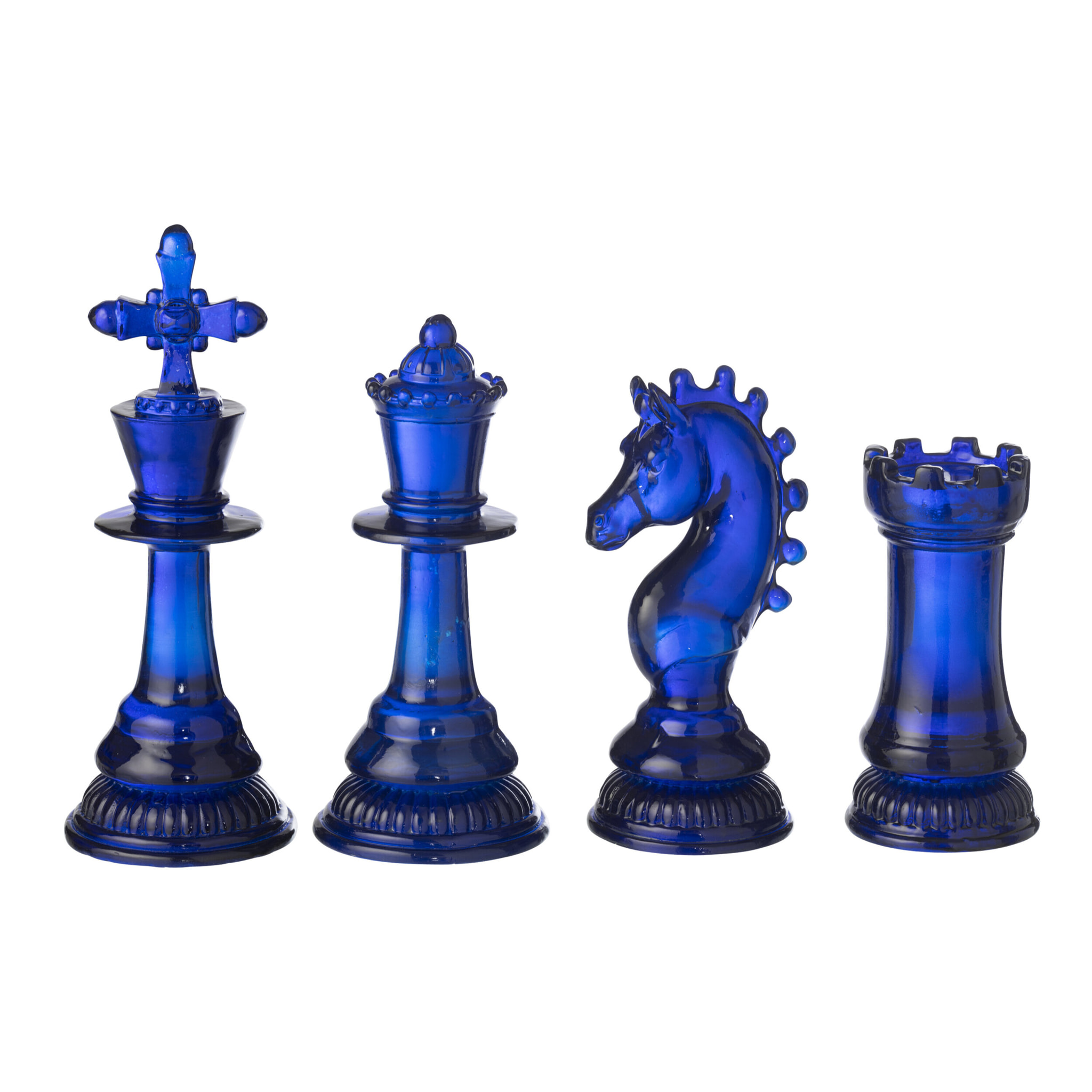 J-Line Pièce D'échecs Transparent - polyrésine - bleu - large - 4 pièces