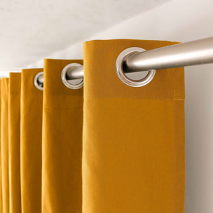 Rideau coloré en pur coton 8 œillets - Jaune moutarde