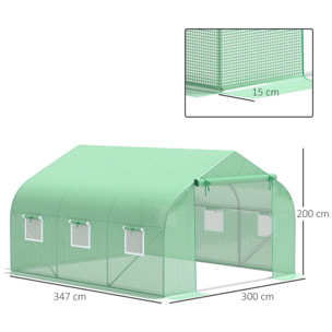 Cubierta de Repuesto Invernadero de Túnel 350x300x200 cm con 7 Ventanas y Puerta