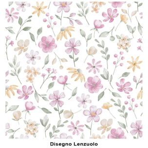 Completo Lenzuola PRIMAVERA ROSA 100% Cotone e Made in Italy fiori floreale