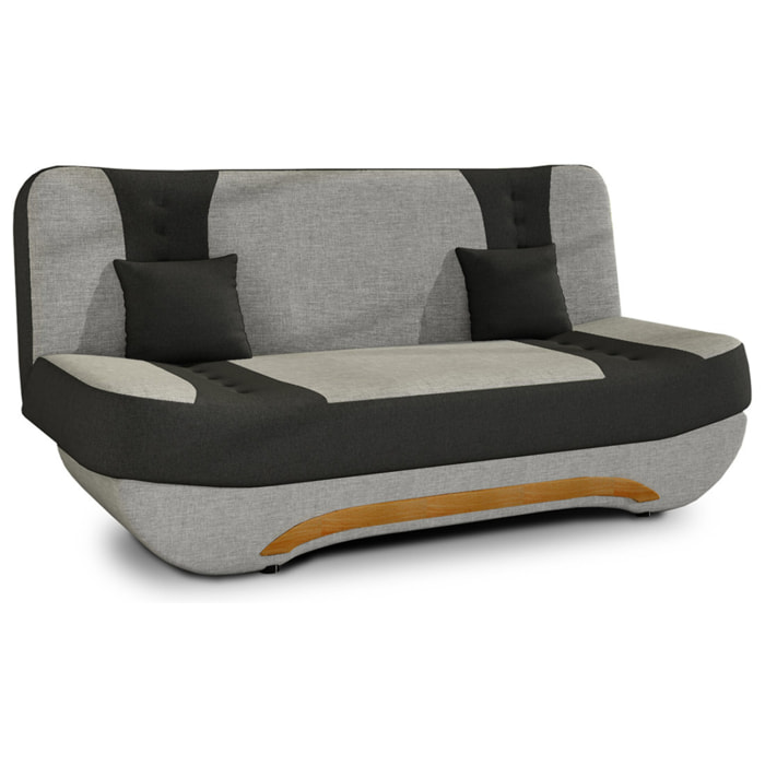 Nelson - canapé convertible clic-clac 3 places en tissu - Gris / Noir