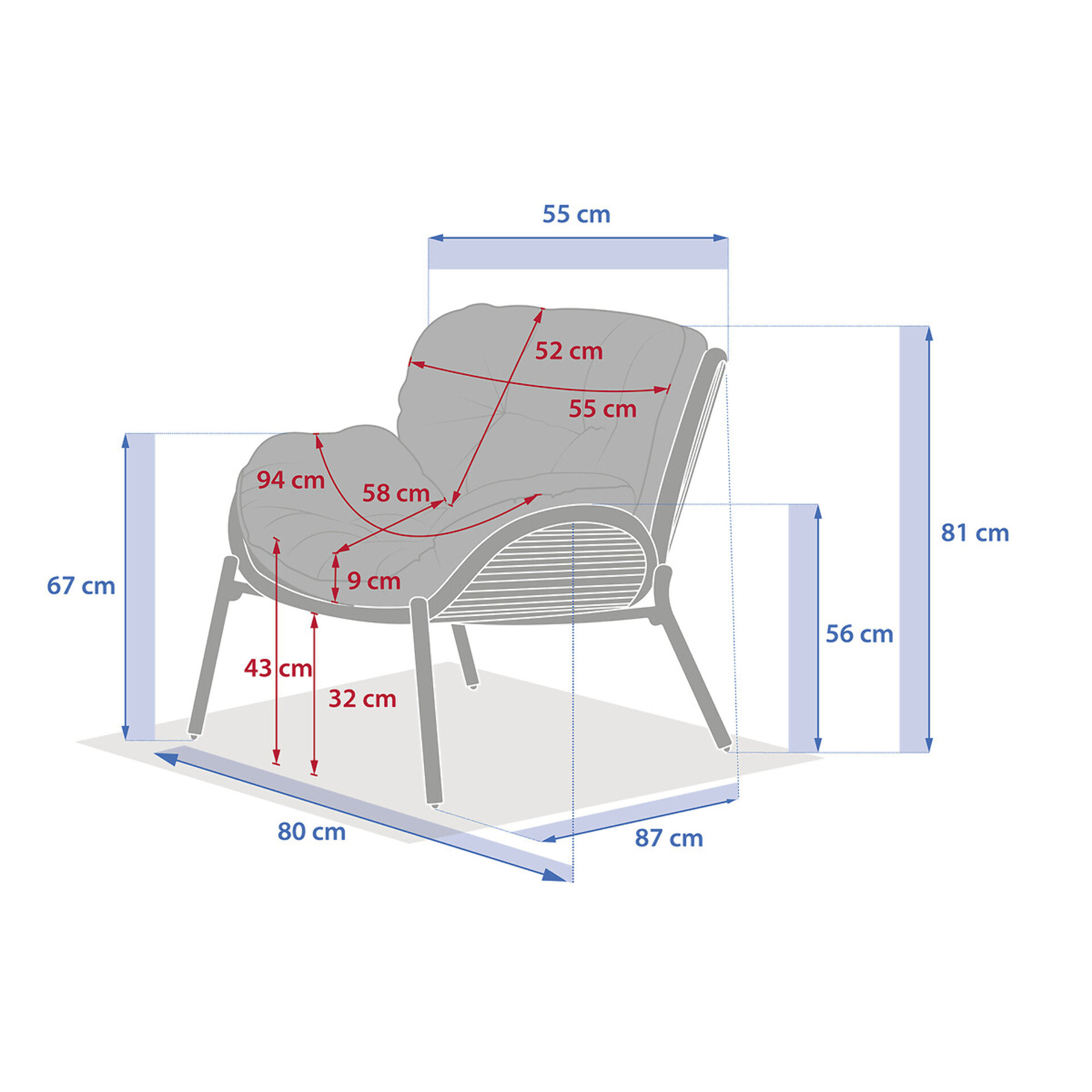 Fauteuil de salon de jardin "Meloane" beige acier et polyester