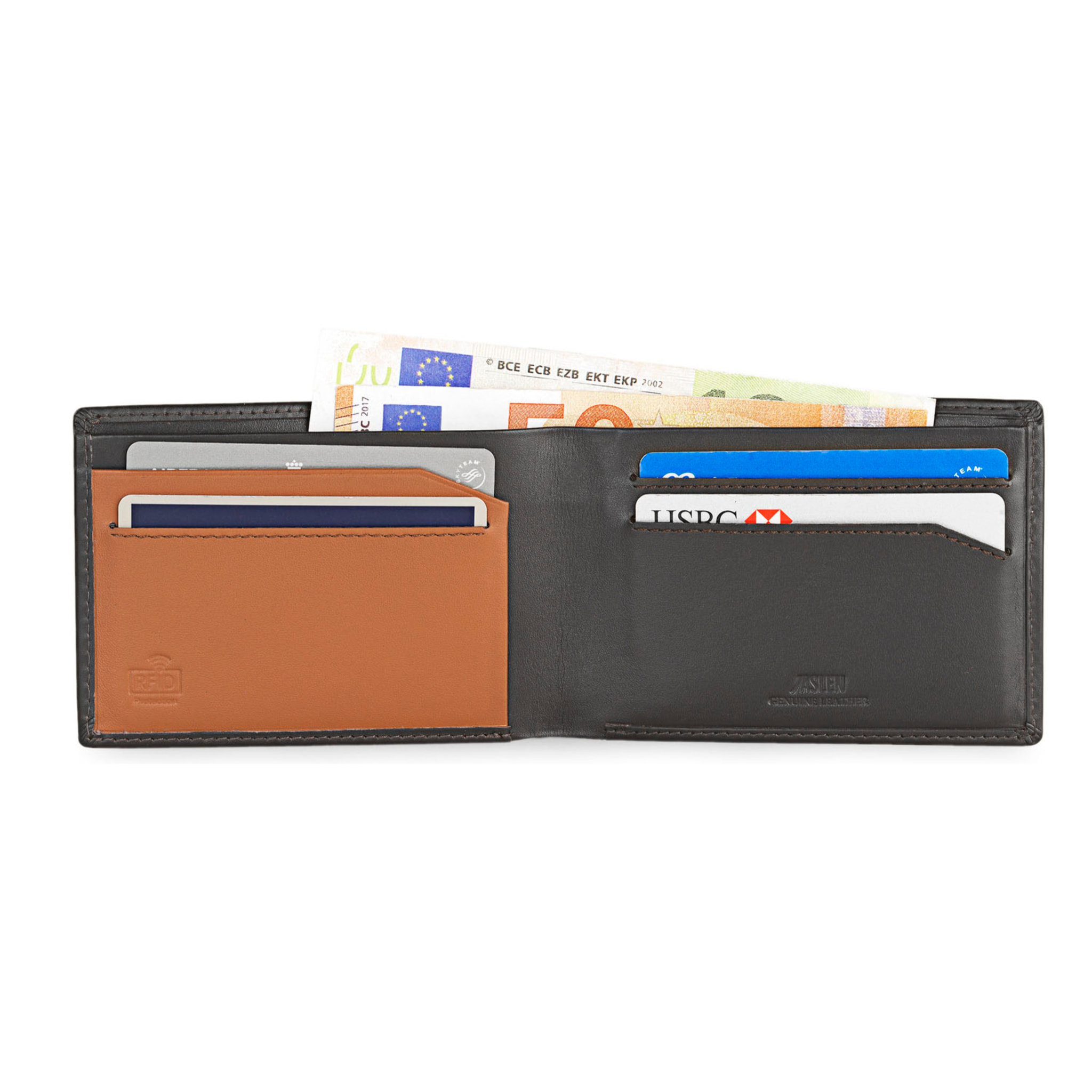 Cartera Hombre Piel Jaslen Lyon Marron Oscuro-Marron