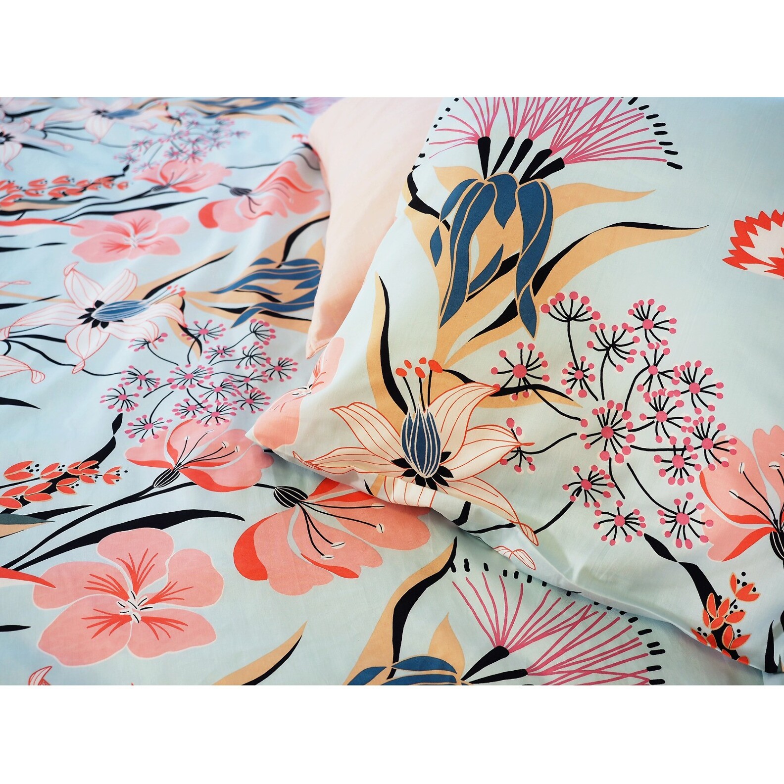 Parure Housse De Couette 3pcs 100% Satin De Coton Bio 78fils Paya