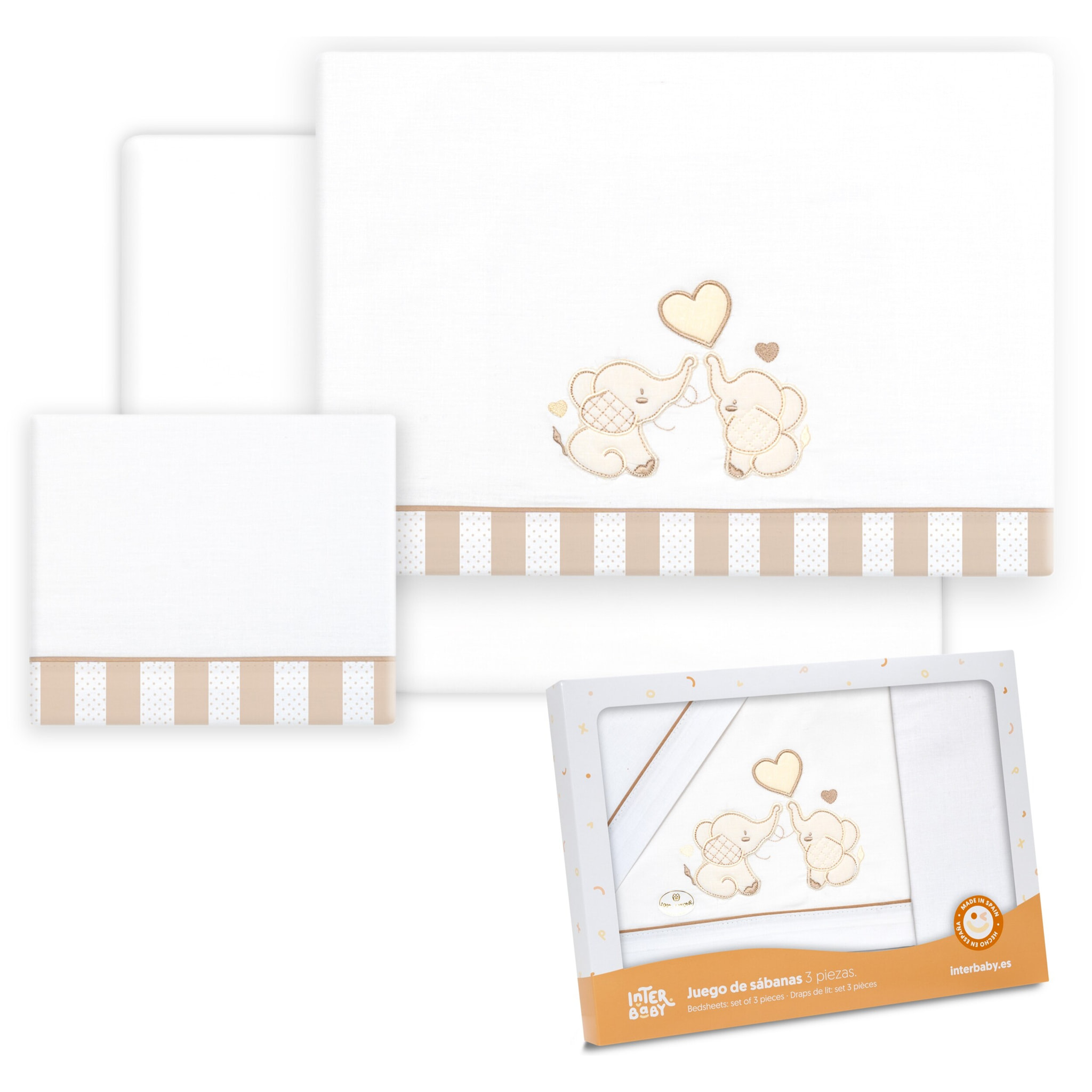 Triptico Coche Parejita Elefante Bco/Beig