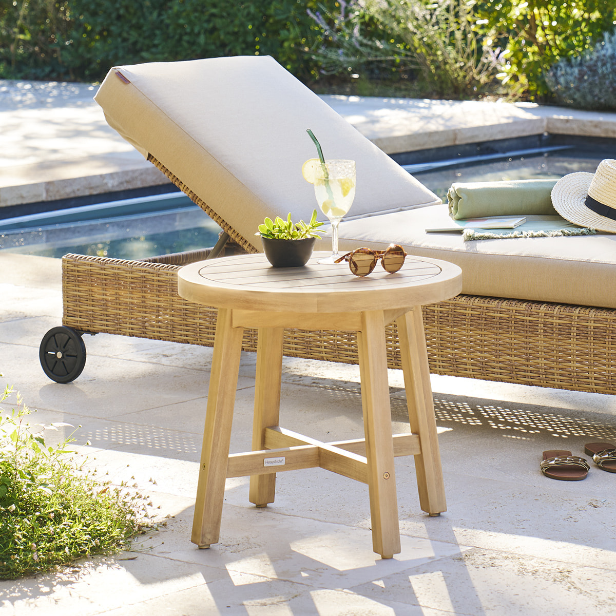 Table d appoint de jardin ronde "Papouasie" 55 x 50,8cm en acacia