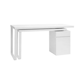 Bureau modulable avec rangements design blanc brillant L150-230 cm VOXY