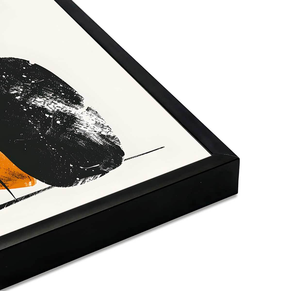 Affiche encadrée végétal abstrait ocre Affiche + cadre en métal - Noir