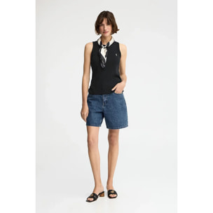 Canotta nera a coste slim fit e ricamo Rigby Go