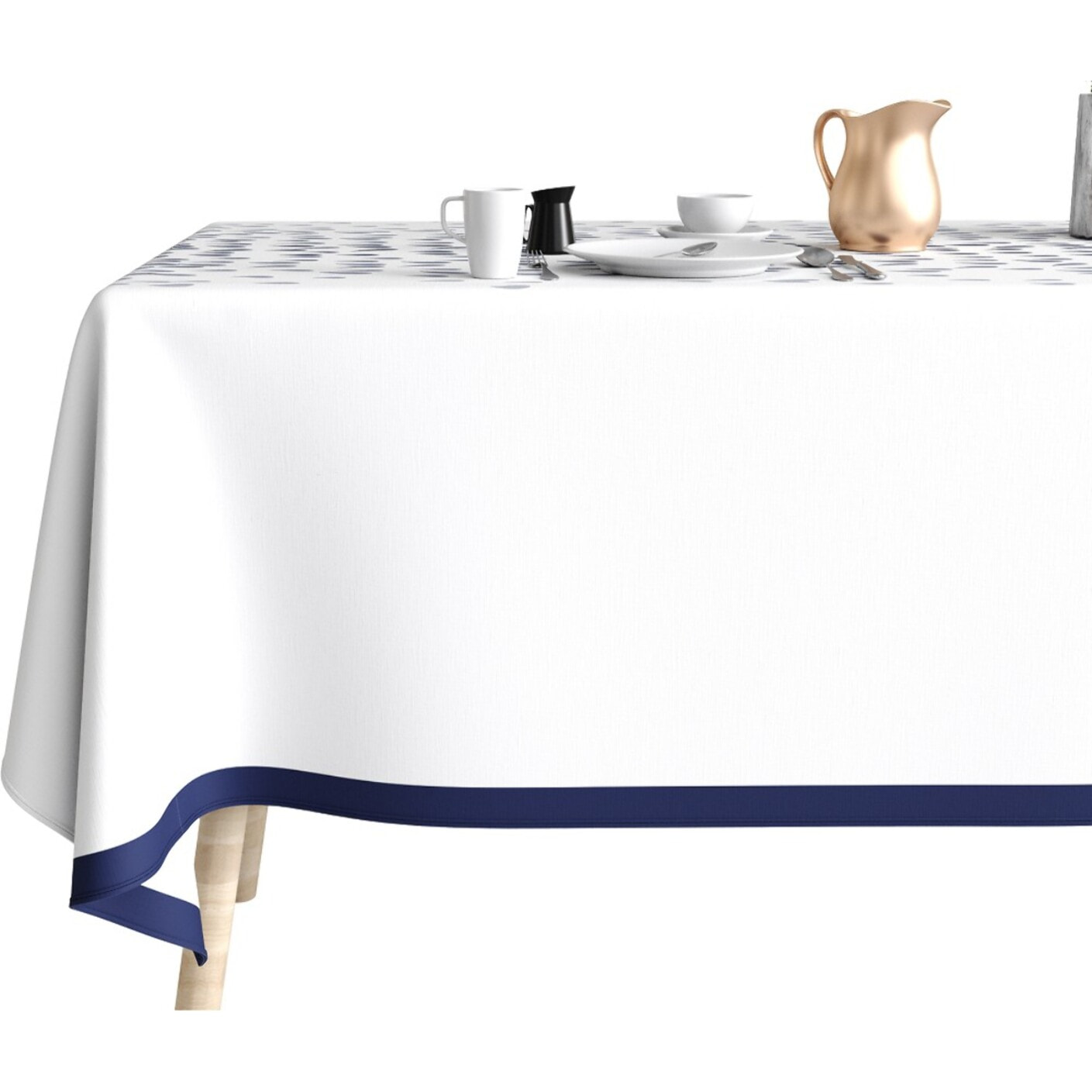 Nappe imprimée Coton Anti Tache Murmure Bleu