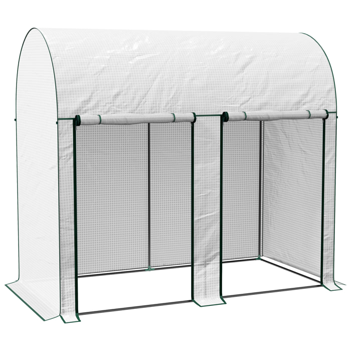 Invernadero Pequeño Invernadero de Exterior con Doble Puerta con Cremallera y Cubierta de PE Invernadero para Cultivar Plantas Flores 200x100x178 cm Blanco