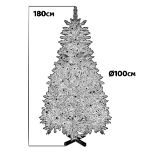 Comet - Albero di Natale con luci LED e pigne ø100 x 180H, 800 rami e 50 pigne