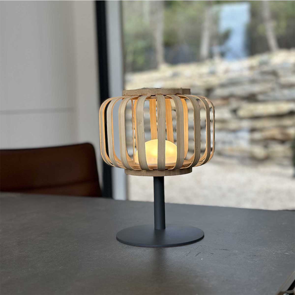 Lampe de table sans fil STANDY MINI BAMBOU H25cm