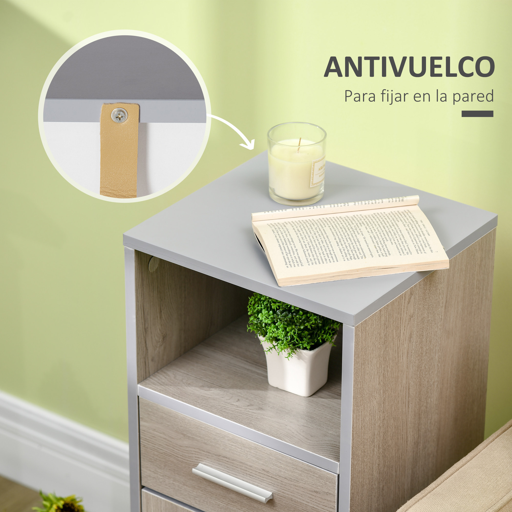 kleankin Armario de Baño con 1 Cajón 1 Puerta y Estante Abierto Mueble Auxiliar de Almacenaje con Ruedas para Salón Cocina Dormitorio Antivuelco 30x32x87 cm Gris