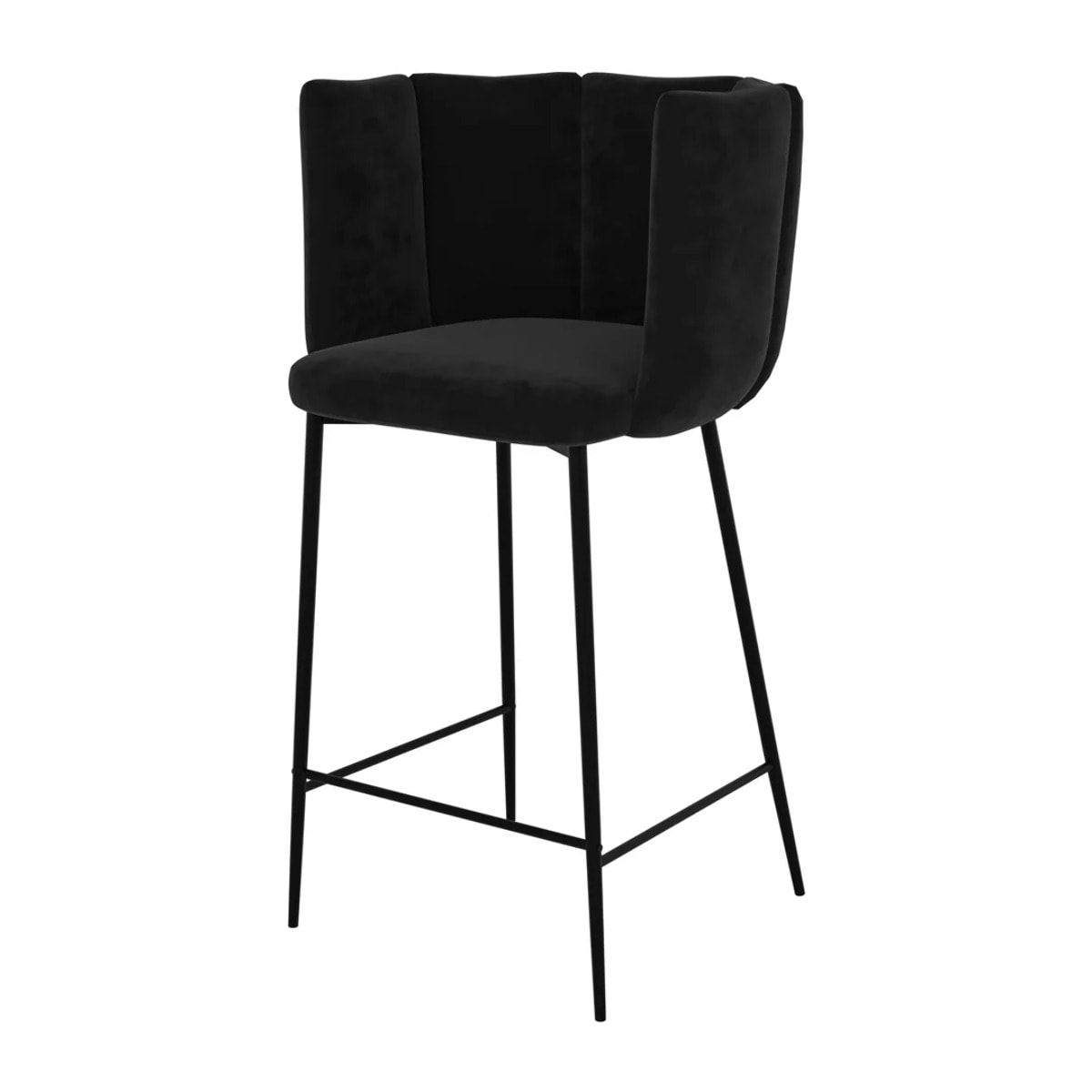 Lot de 2 chaises pour îlot central 67 cm en velours noir - Rosy