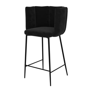 Lot de 2 chaises pour îlot central 67 cm en velours noir - Rosy